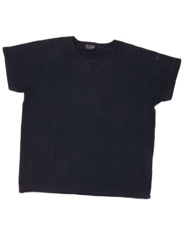 Champion Dame T-Shirt Top UK 16 Stor Marineblå Bomuld