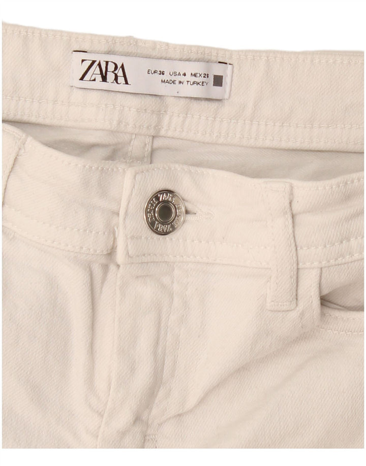 ZARA Dame Cropped Jeans EU 36 XS W26 L24 Hvid