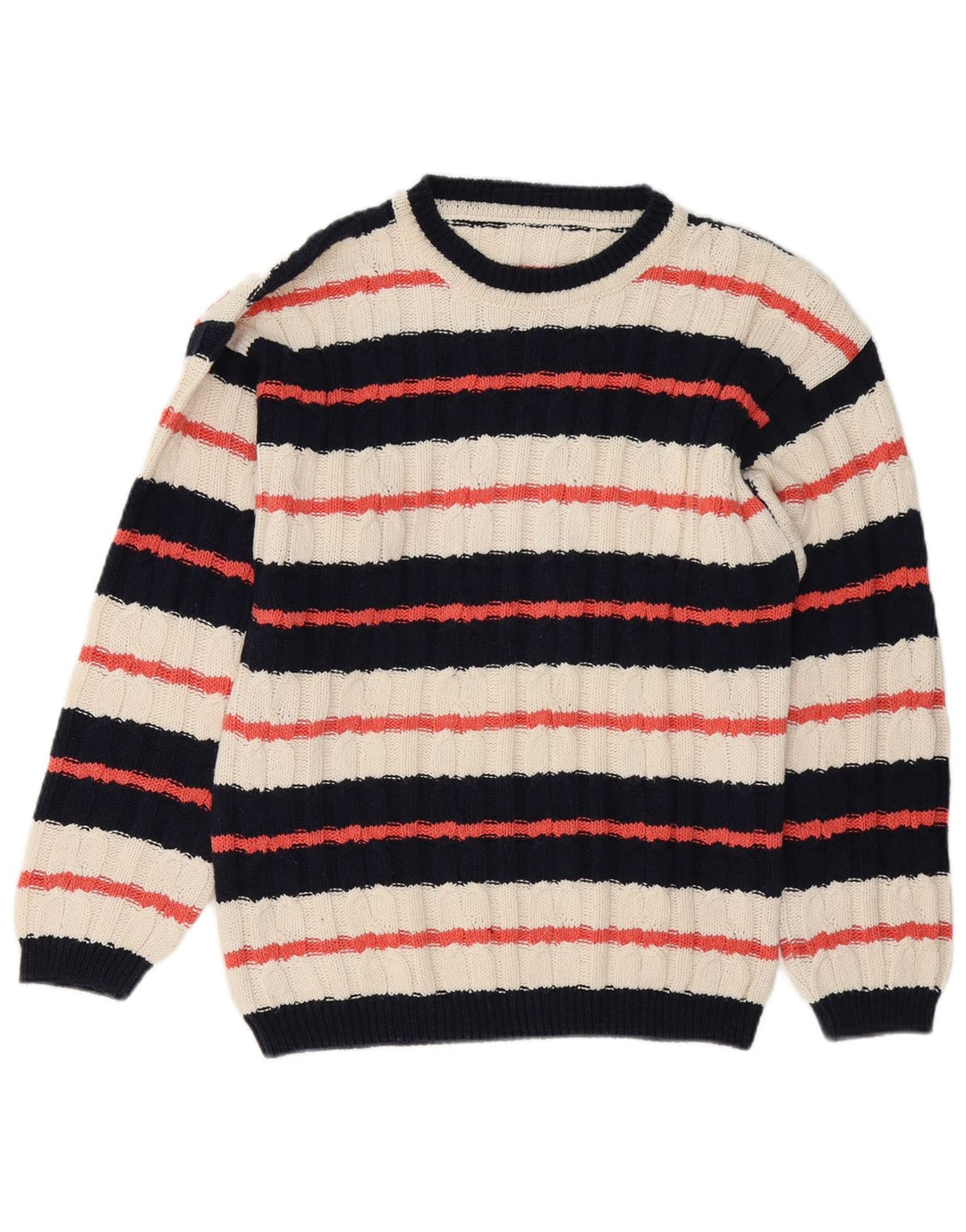 Vintage Herre Boat Neck Jumper Sweater Medium Flerfarvet Stribet