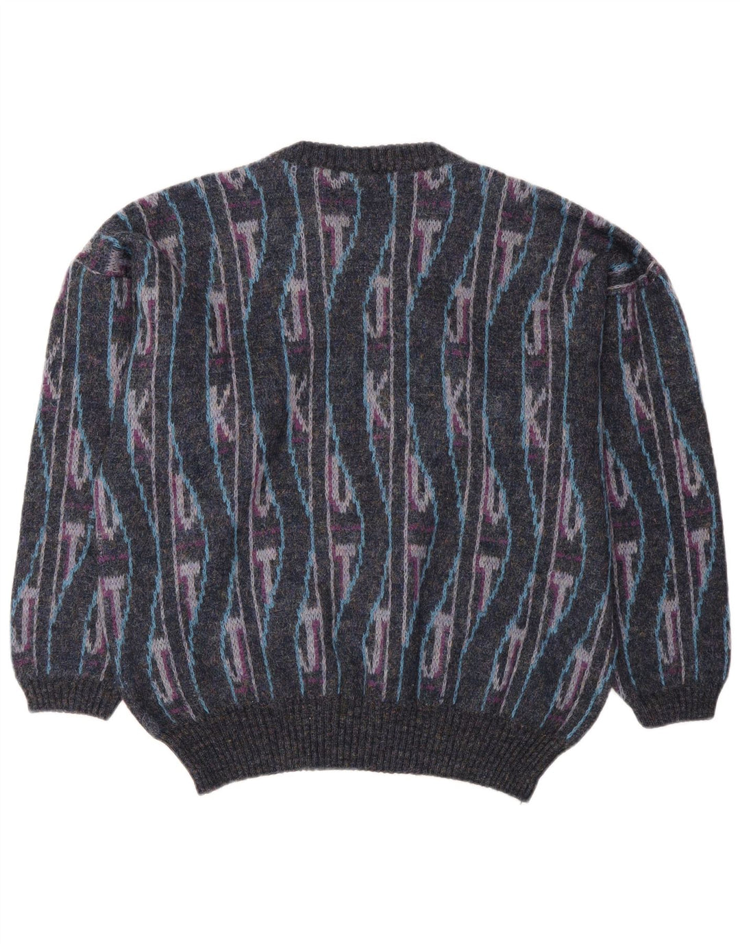 Vintage Herre Crew Neck Jumper Sweater IT 50 Medium Flerfarvet Geometrisk