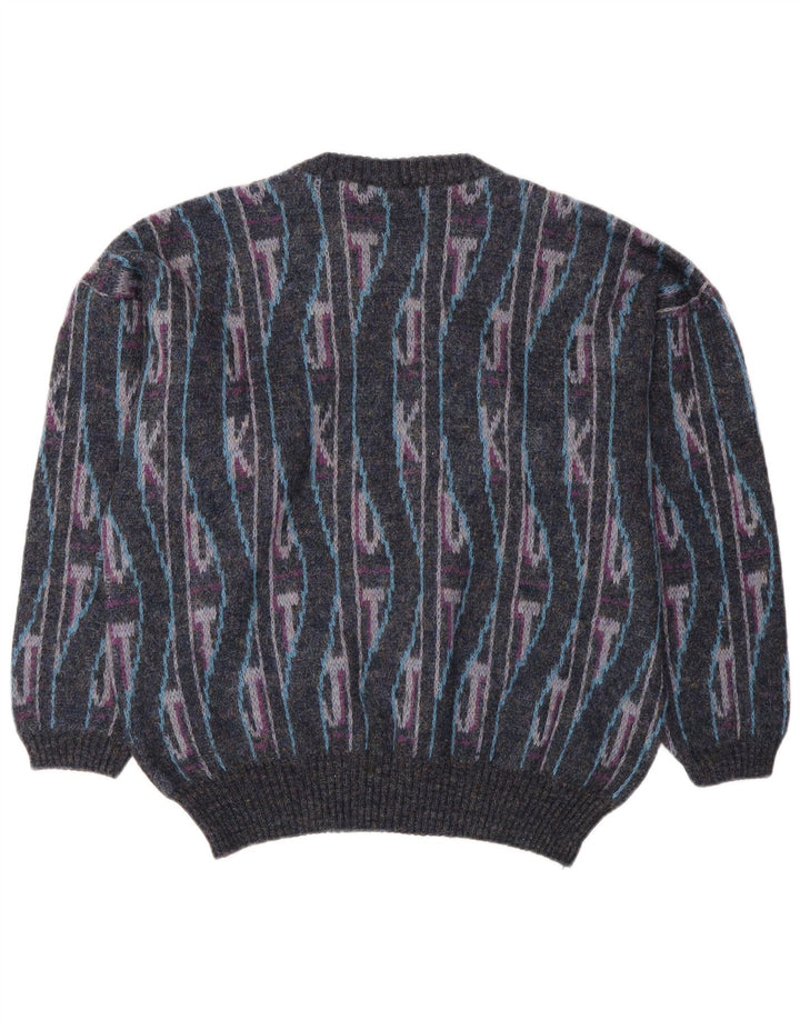 Vintage Herre Crew Neck Jumper Sweater IT 50 Medium Flerfarvet Geometrisk