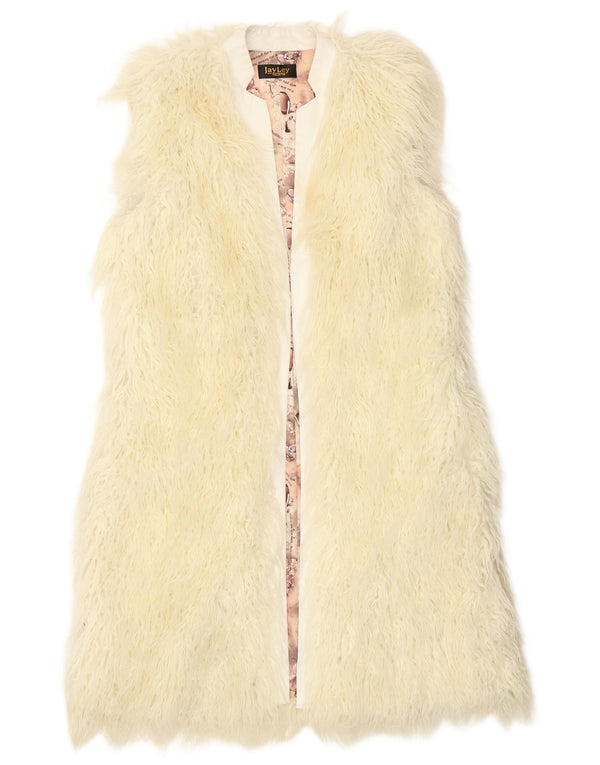Jayley Womens Open Faux Fur Gilet UK 12 Medium Off White Modacryl