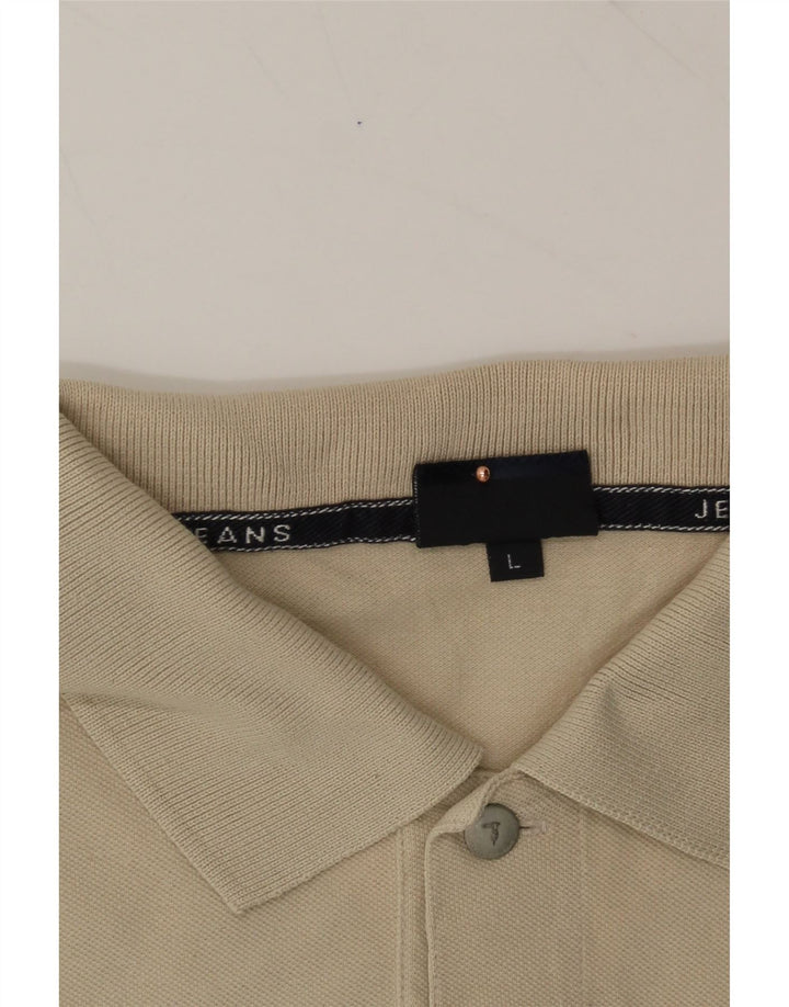 TRUSSARDI Mens Polo Shirt Large Beige Cotton Vintage Trussardi and Second-Hand Trussardi from Messina Hembry 