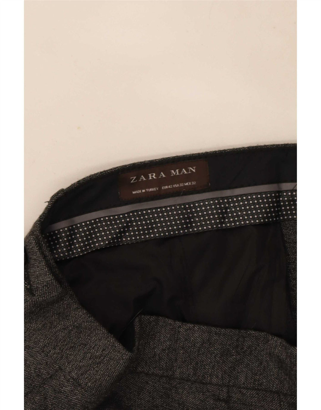 Zara Herre Slim Suit Bukser EU 42 Large W32 L32 Grå Polyester