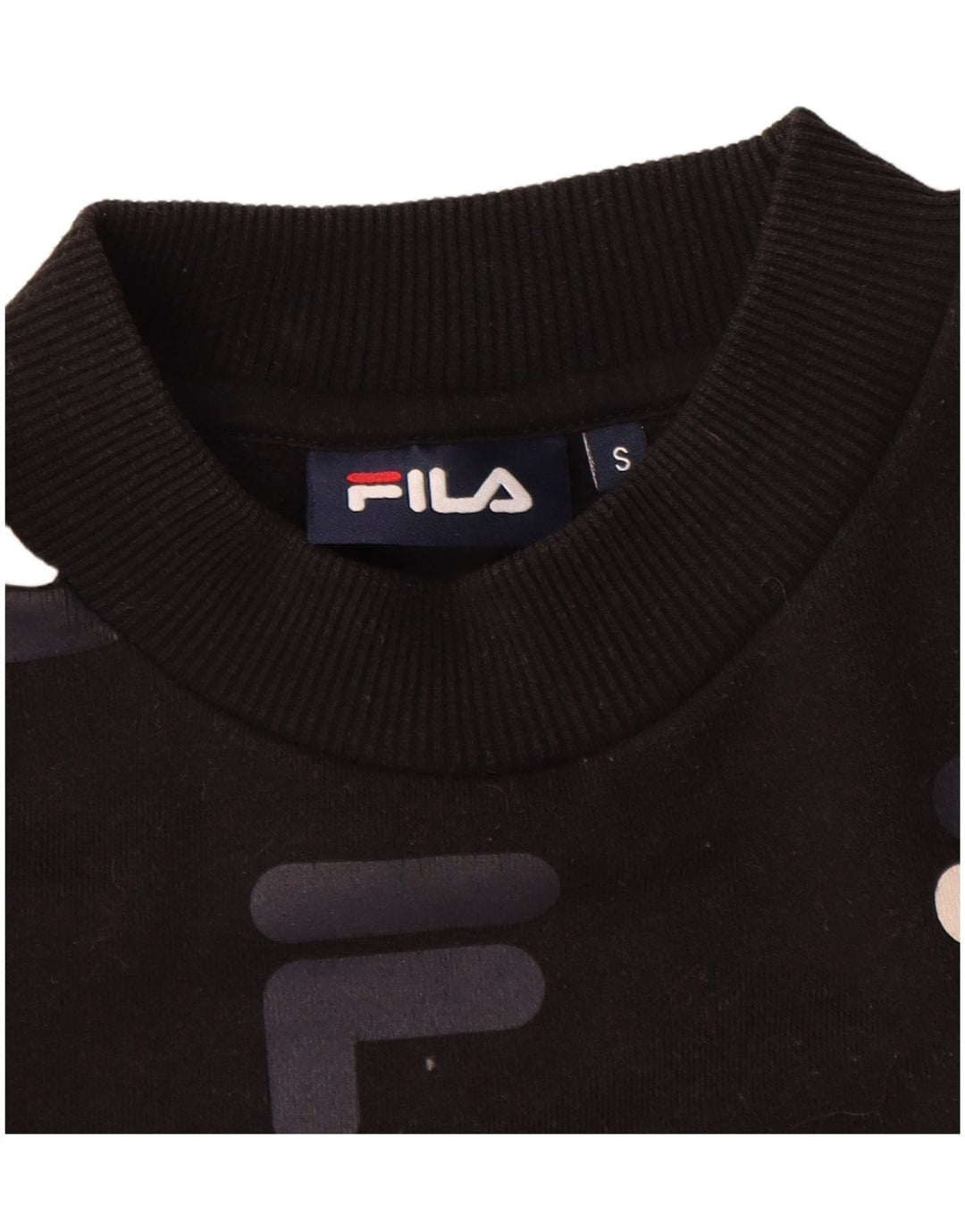 Fila Dame Oversized Grafisk Crop Sweatshirt Jumper UK 10 Lille Sort