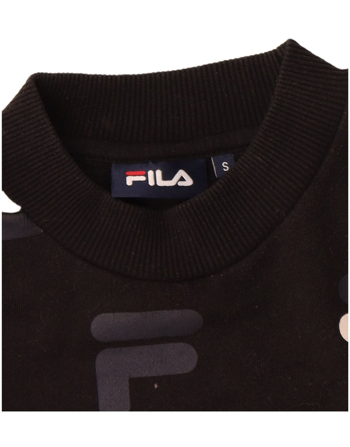 Fila Dame Oversized Grafisk Crop Sweatshirt Jumper UK 10 Lille Sort