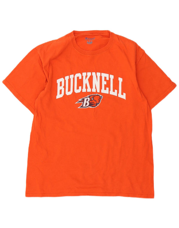 Champion Herre Bucknell Bison Fodbold Grafisk T-Shirt Top Stor Orange