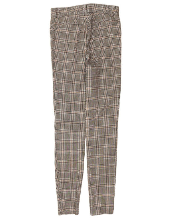 Zara Dame Skinny Casual Bukser XS W24 L28 Grå ternet viskose