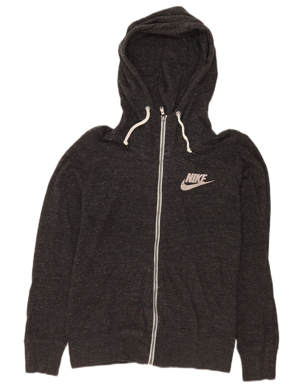 Nike hættetrøje med lynlås til kvinder UK 12 Medium Grey Flecked Bomuld