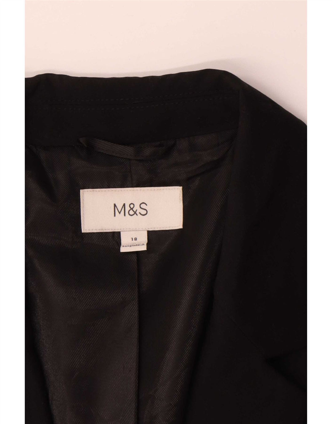 Marks & Spencer Dame 1 Knap Blazer Jacket UK 18 XL Sort Polyester