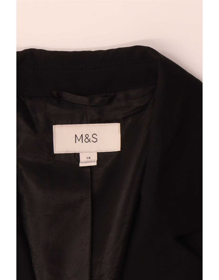 Marks & Spencer Dame 1 Knap Blazer Jacket UK 18 XL Sort Polyester
