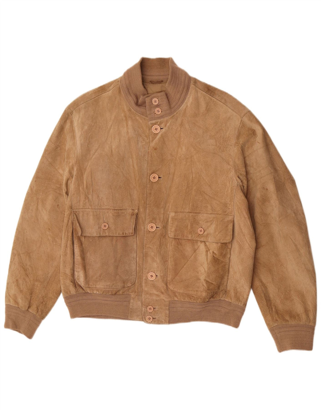 Vintage herre ruskind bomberjakke EU 48 medium beige læder