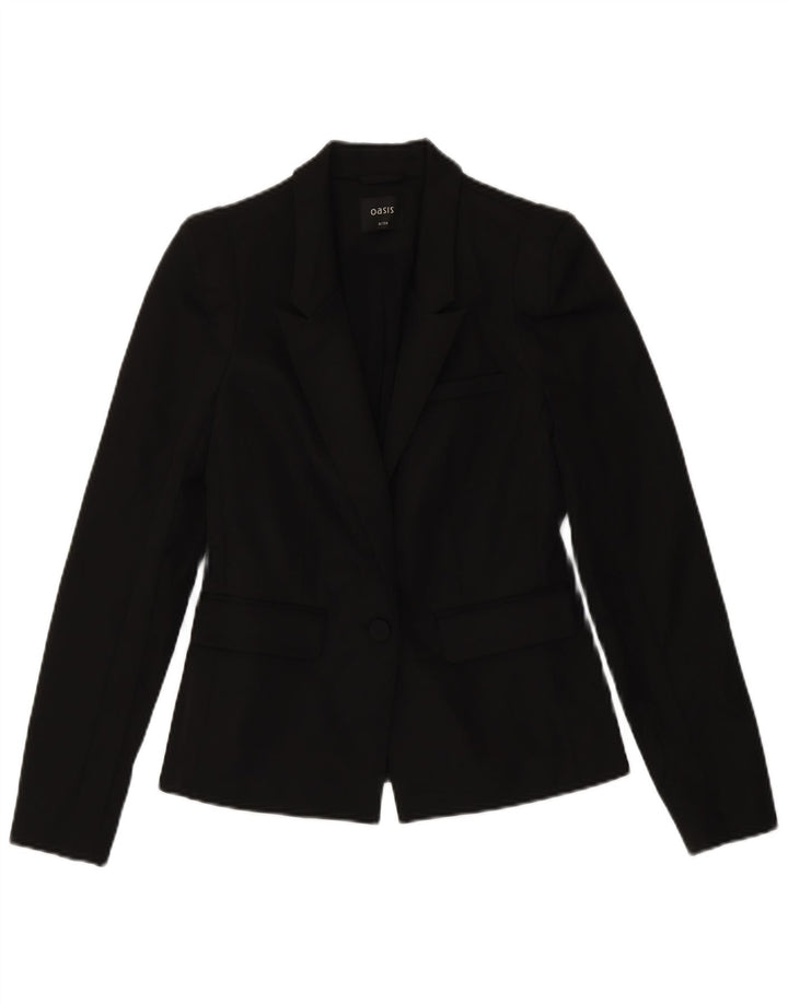OASIS Womens 1 Button Blazer Jacket UK 8 Small  Black Polyester