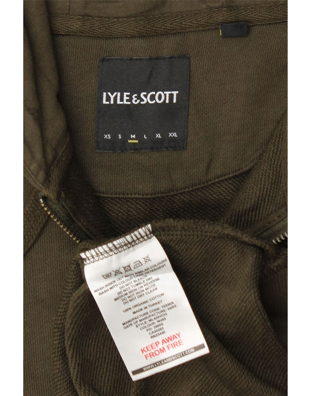 Lyle & Scott Hættetrøje med lynlås til mænd Medium Khaki Bomuld