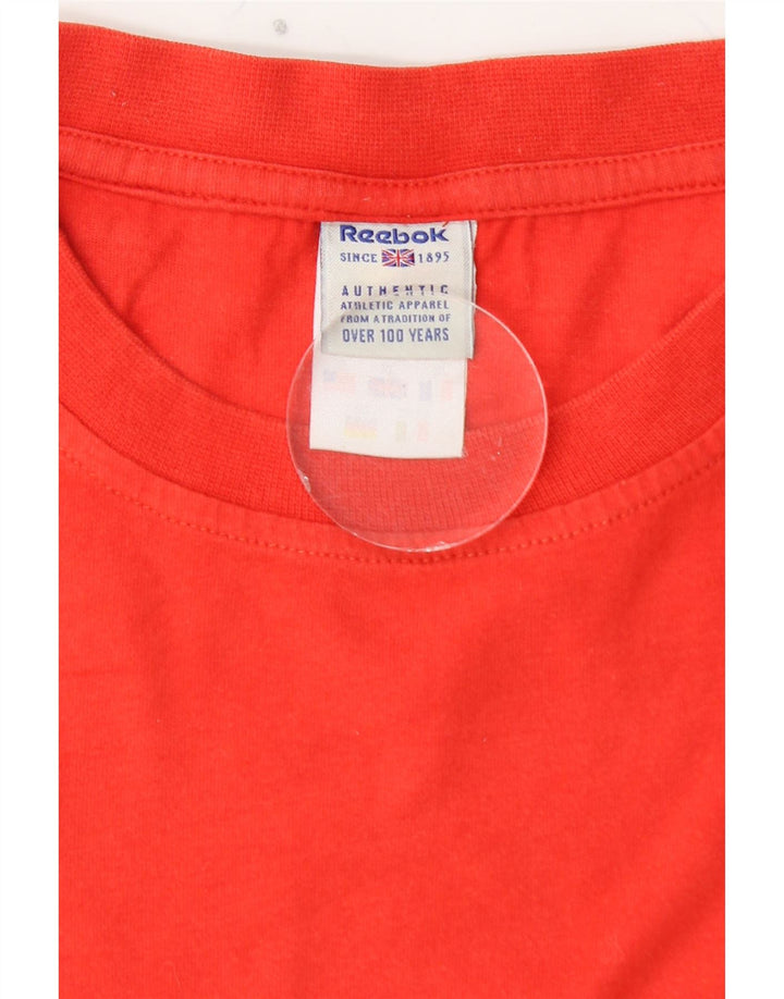 REEBOK Herre Grafisk T-Shirt Top Stor Rød Bomuld