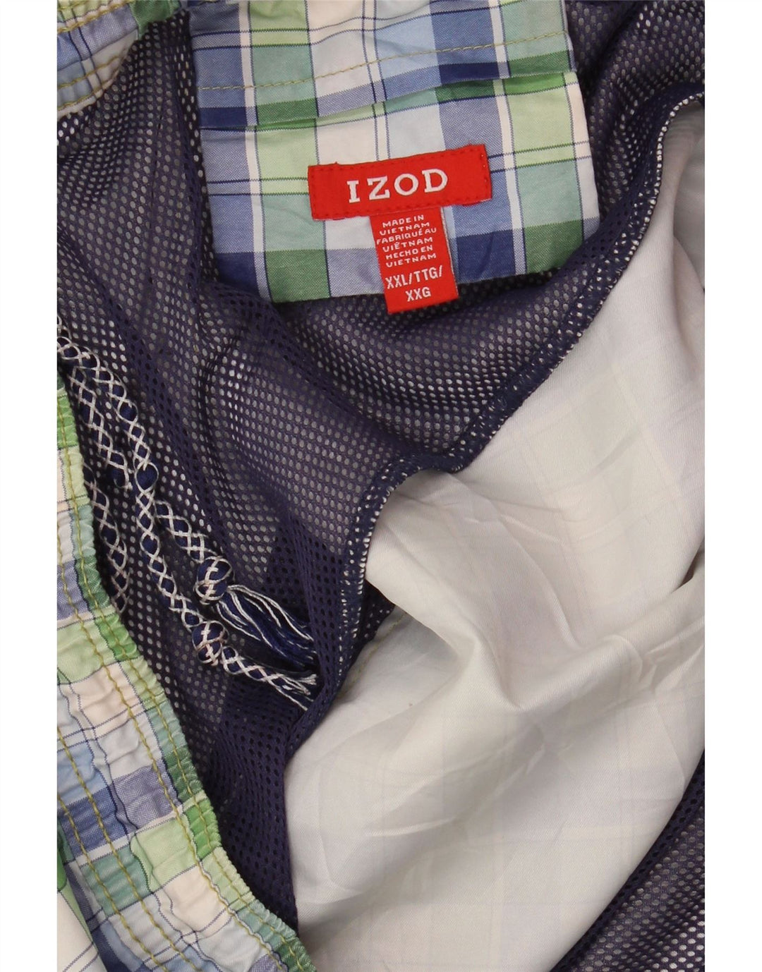 IZOD Mens Sport Shorts 2XL Green Check Polyester Vintage Izod and Second-Hand Izod from Messina Hembry 