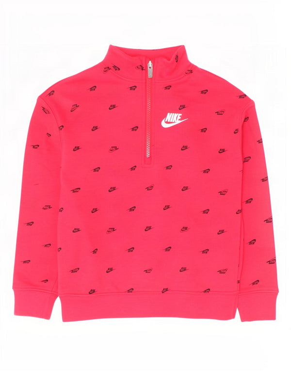 Nike piger grafisk sweatshirt med 1/4 lynlås 6-7 år stor rød bomuld