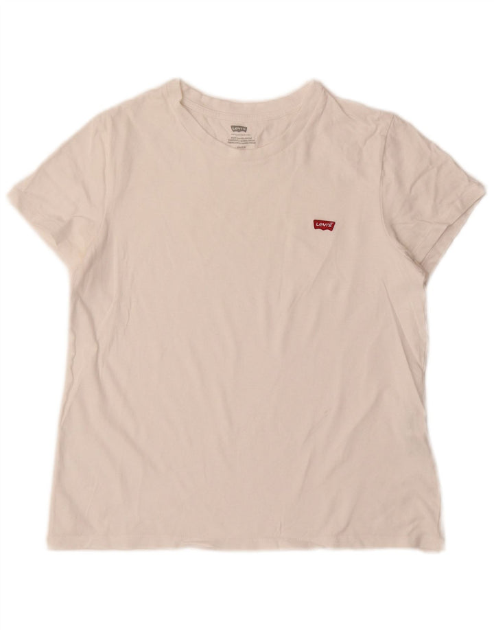 Levi's Dame T-Shirt Top UK 10 Lille Hvid Bomuld