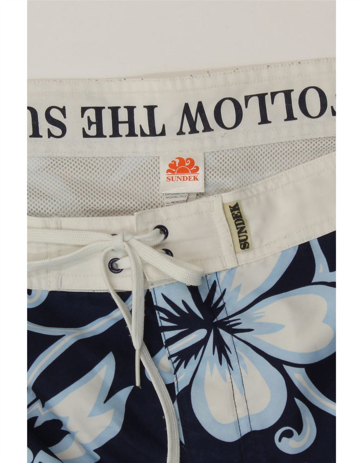 Sundek Herre badeshorts Medium Navy Blue Floral Polyester Hawaiian