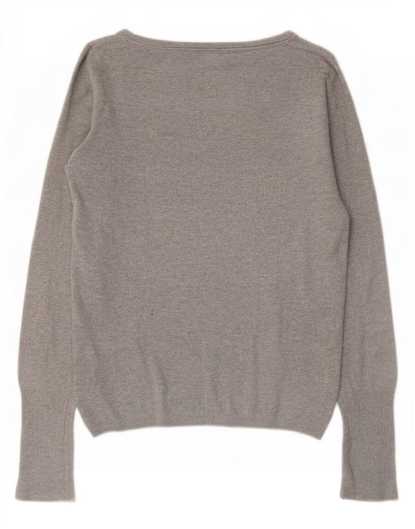 Zara Dame Boat Neck Jumper Sweater UK 12 Medium Grey Rayon
