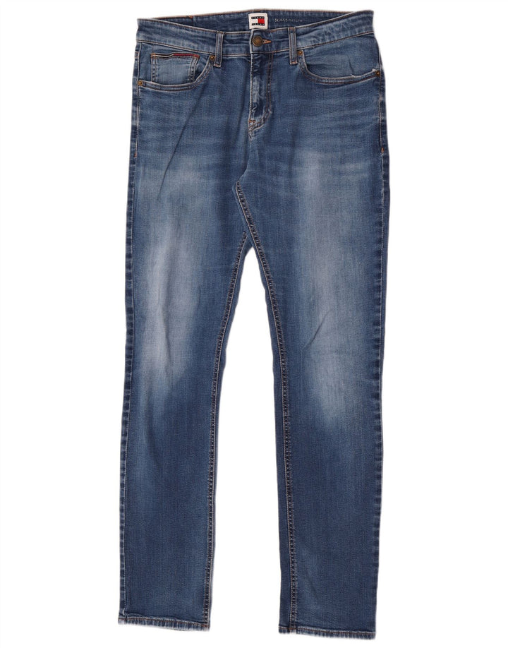 Tommy Hilfiger Herre Slim Jeans W32 L32 Blå Bomuld