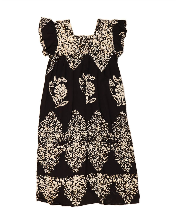 VINTAGE Womens Basic Dress UK 10 Small Black Floral Vintage Vintage and Second-Hand Vintage from Messina Hembry 