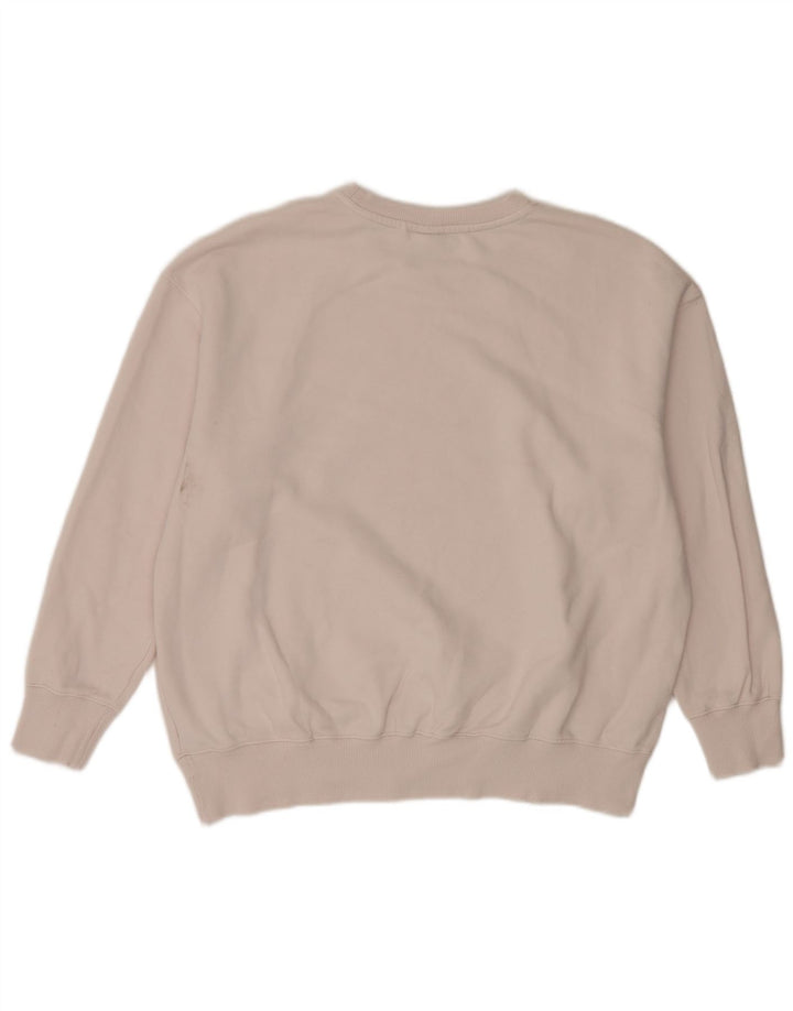 Nike Dame Grafisk Oversized Sweatshirt Jumper UK 14 Medium Hvid Bomuld