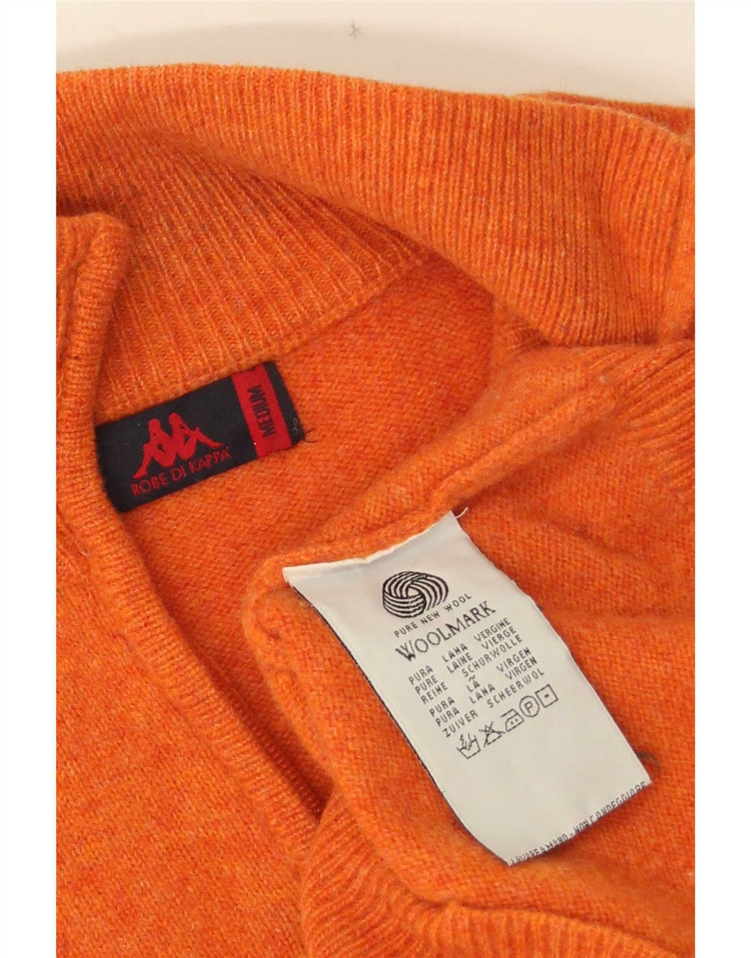 Kappa Herre Zip Neck Jumper Sweater Medium Orange Uld
