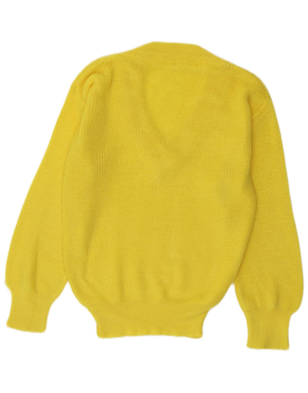 Vintage Dame V-hals sweater UK 16 Stor Gul