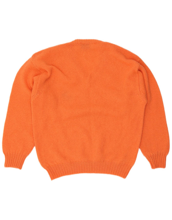 Vintage herre V-hals sweater stor orange uld