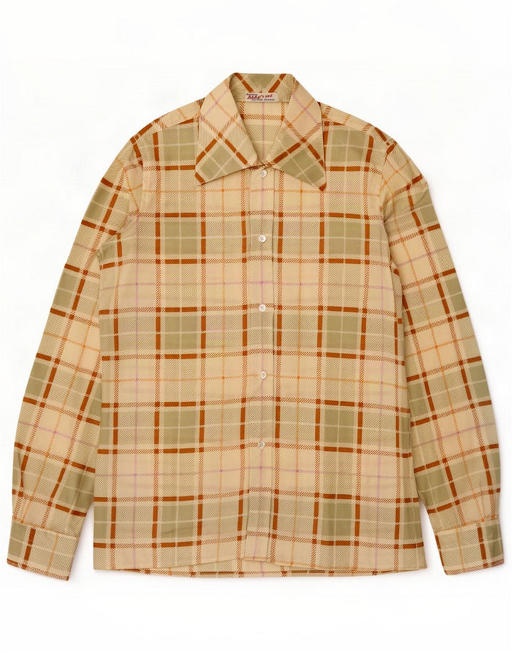 Vintage Boys Shirt 7-8 Years Beige Plaid