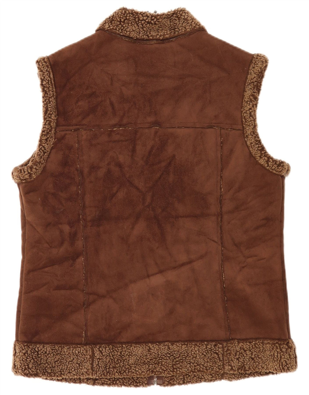 Marks & Spencer Dame Sherpa Gilet UK 12 Medium Brown Polyester