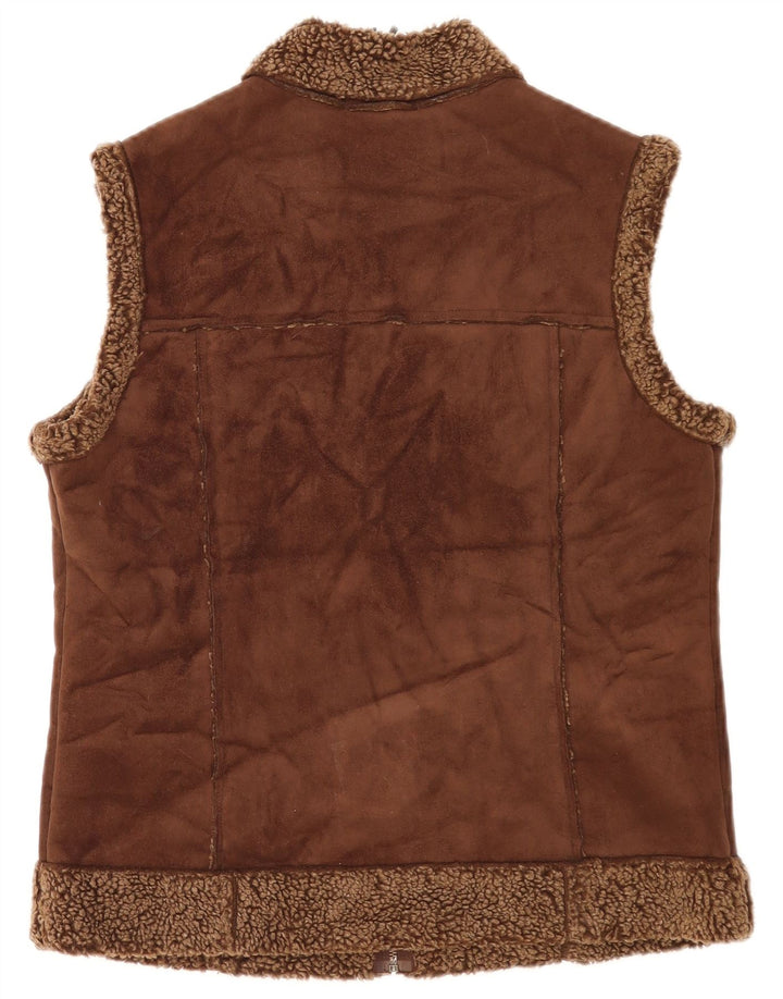 Marks & Spencer Dame Sherpa Gilet UK 12 Medium Brown Polyester