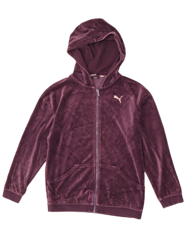 Puma Girls Velvet Zip Hoodie Sweater 13-14 år Lilla Bomuld