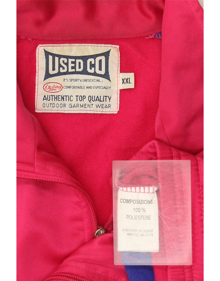 Vintage herre grafisk træningsdragt topjakke 2XL Pink Colourblock Polyester