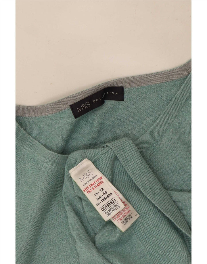 Marks & Spencer Dame Cardigan Sweater UK 12 Medium Green Viscose