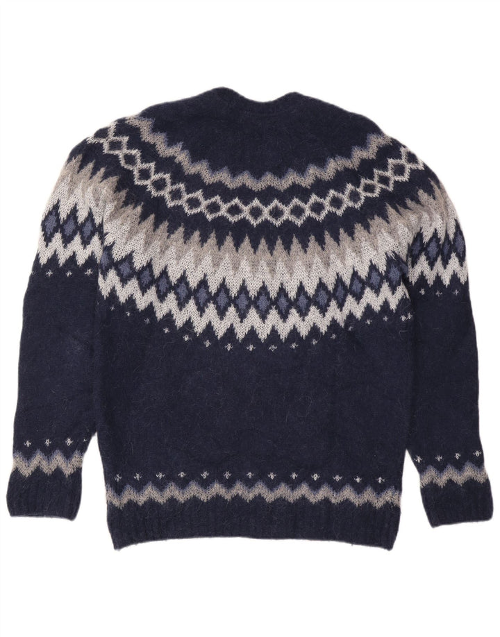 Massimo Dutti Dame Crew Neck Jumper Sweater UK 16 Large Navy Blue