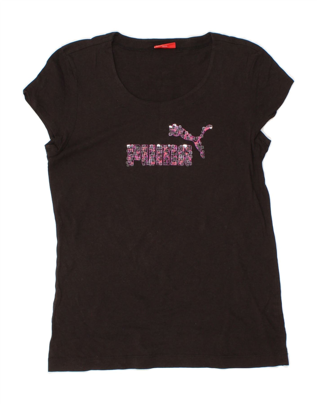 PUMA Womens Graphic T-Shirt Top UK 12 Medium Black Vintage Puma and Second-Hand Puma from Messina Hembry 