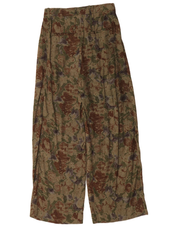 Stiksav kvinders højtaljede fritidsbukser UK 8 Small W28 L30 Green Floral