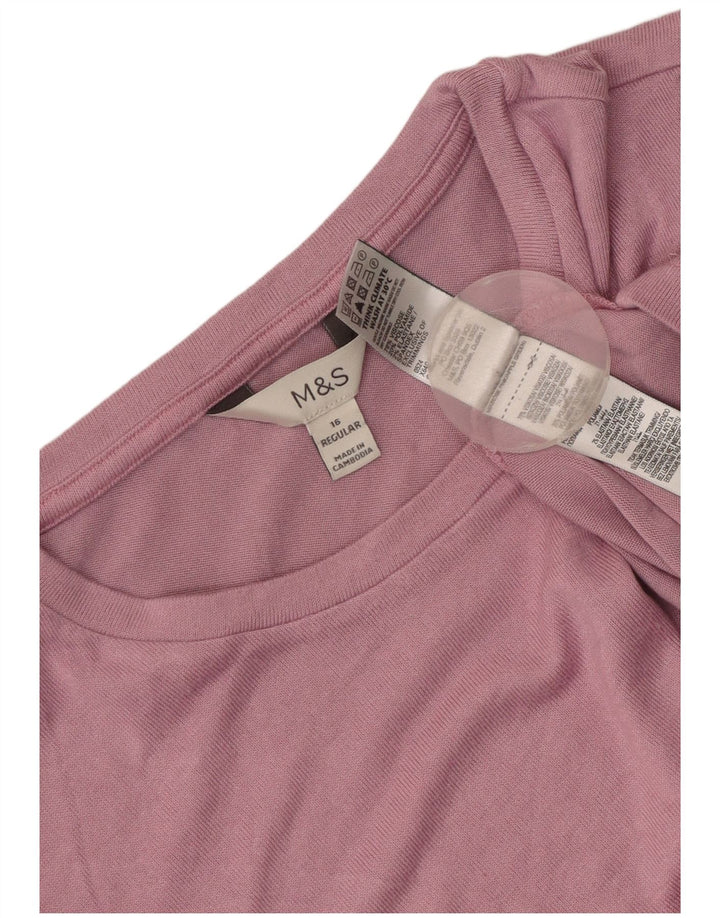 Marks & Spencer Dame Top Langærmet UK 16 Large Pink Viscose
