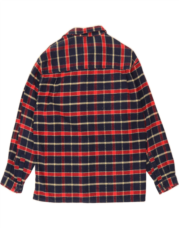 TRUSSARDI Boys Flannel Shirt 15-16 Years Navy Blue Check Cotton Vintage Trussardi and Second-Hand Trussardi from Messina Hembry 