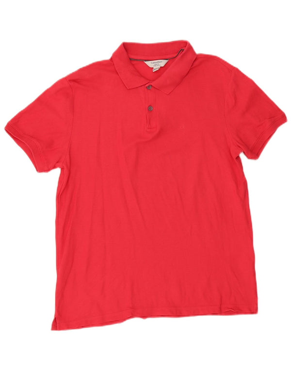 Calvin Klein Herre Body Fit Polo Shirt Medium Rød Bomuld
