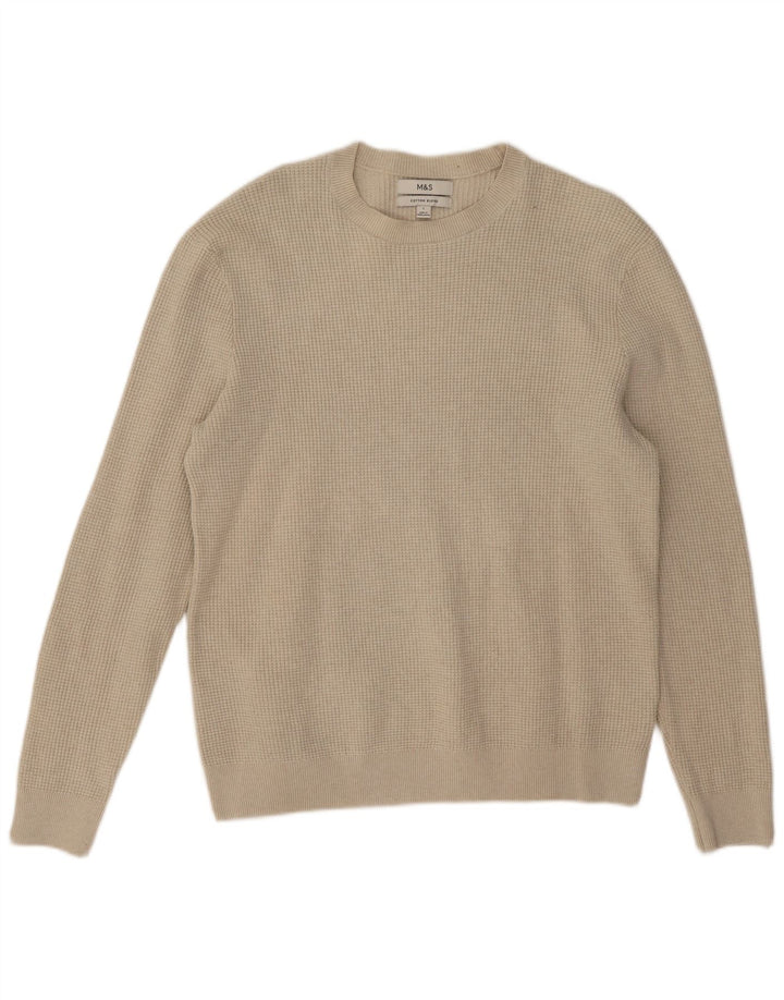 Marks & Spencer Herre sweater med rund hals, stor beige polyester