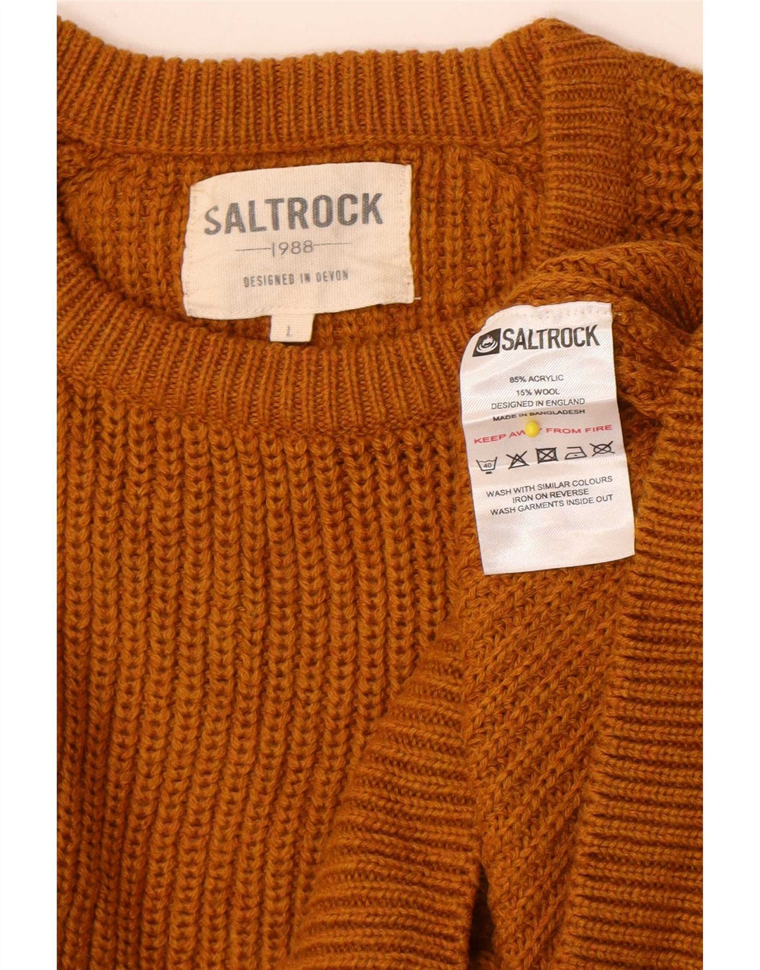 Saltrock Herre Crew Neck Jumper Sweater stor gul akryl