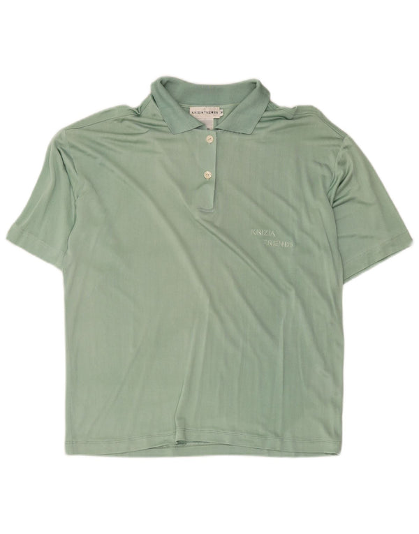 Krizia Dame Loose Fit Polo Shirt UK 14 Medium Green Silke