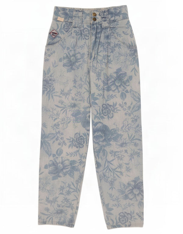 Vintage Womens Straight Jeans W30 L26 Blue Floral Cotton