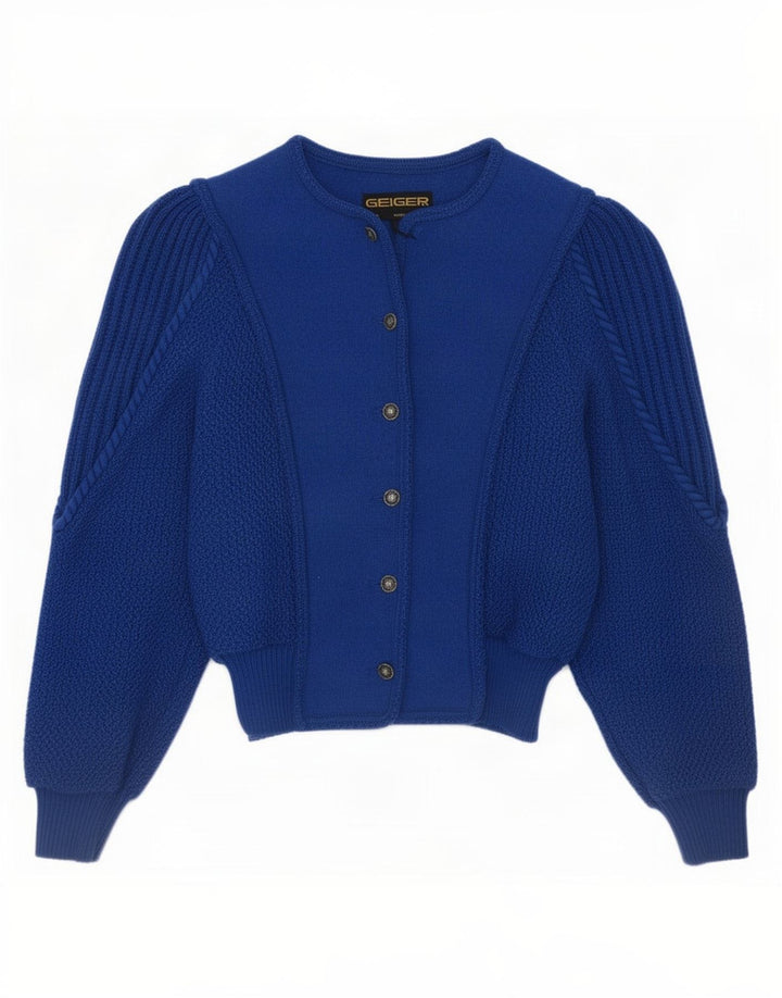 Geiger Dame Cardigan Sweater EU 36 Small Blue New Wool