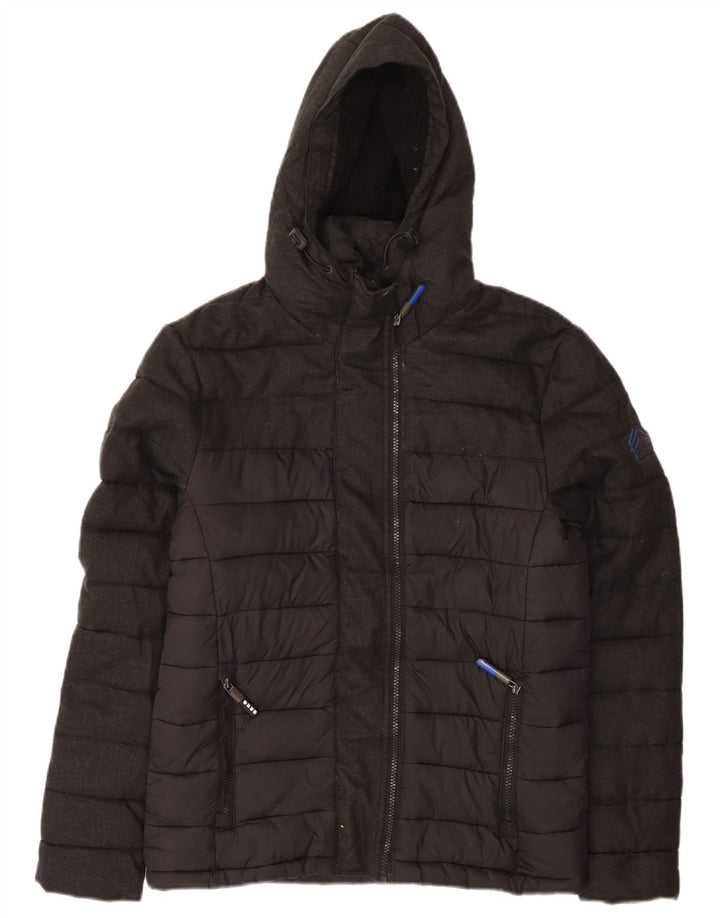 Superdry Herre hættepolstret jakke UK 38 Medium Grey Nylon