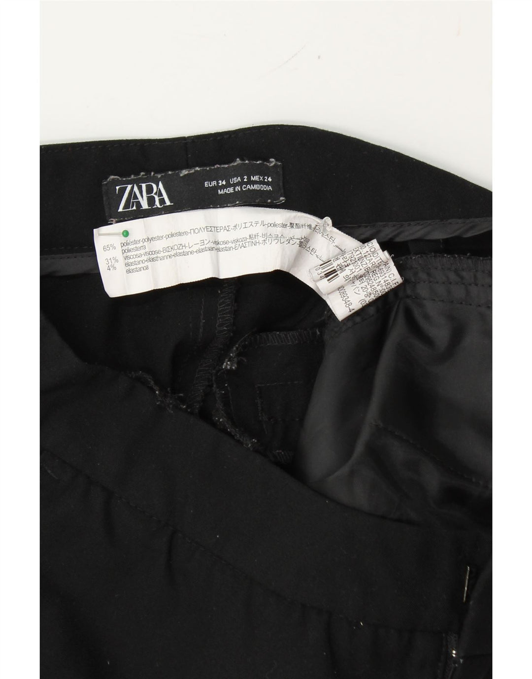 ZARA Womens Pegged Suit Trousers EU 34 2XS W24 L25 Black Polyester Vintage Zara and Second-Hand Zara from Messina Hembry 