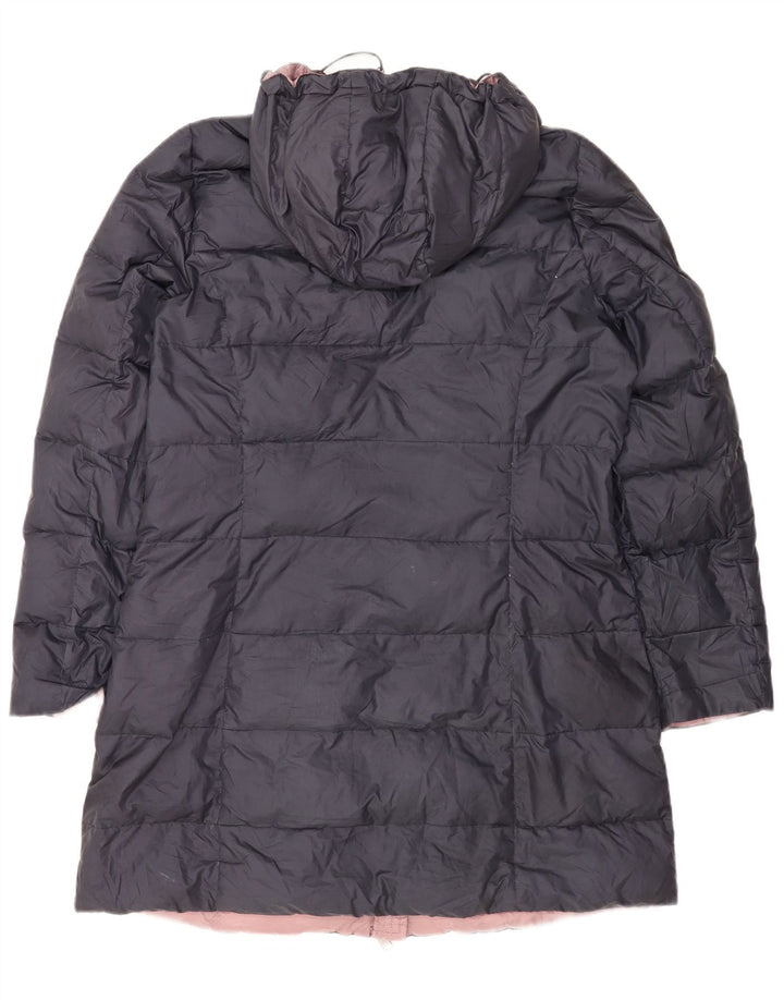 Dacks polstret frakke med hætte til kvinder UK 16 Large Navy Blue Polyester